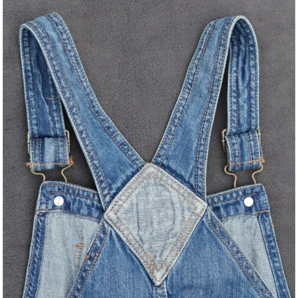 GAP denim overalls girls size XXL Inseam 28”. Unique and Distressed